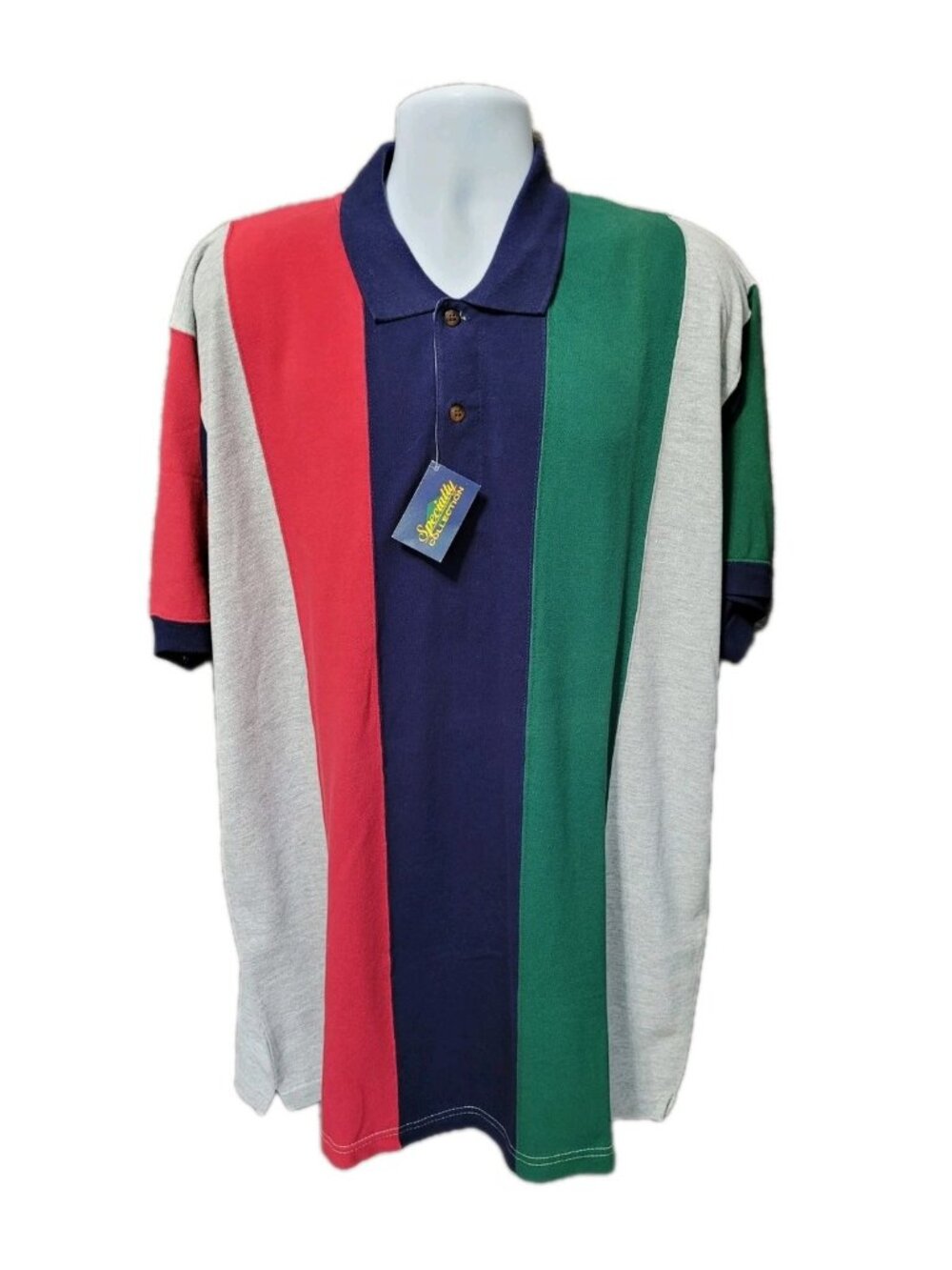 Vtg Y2K Specialty Collection Men's Polo Rugby Shirt Short Sleeve Striped L